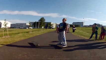 People are Awesome - Kid backflips from one skateboard to another!