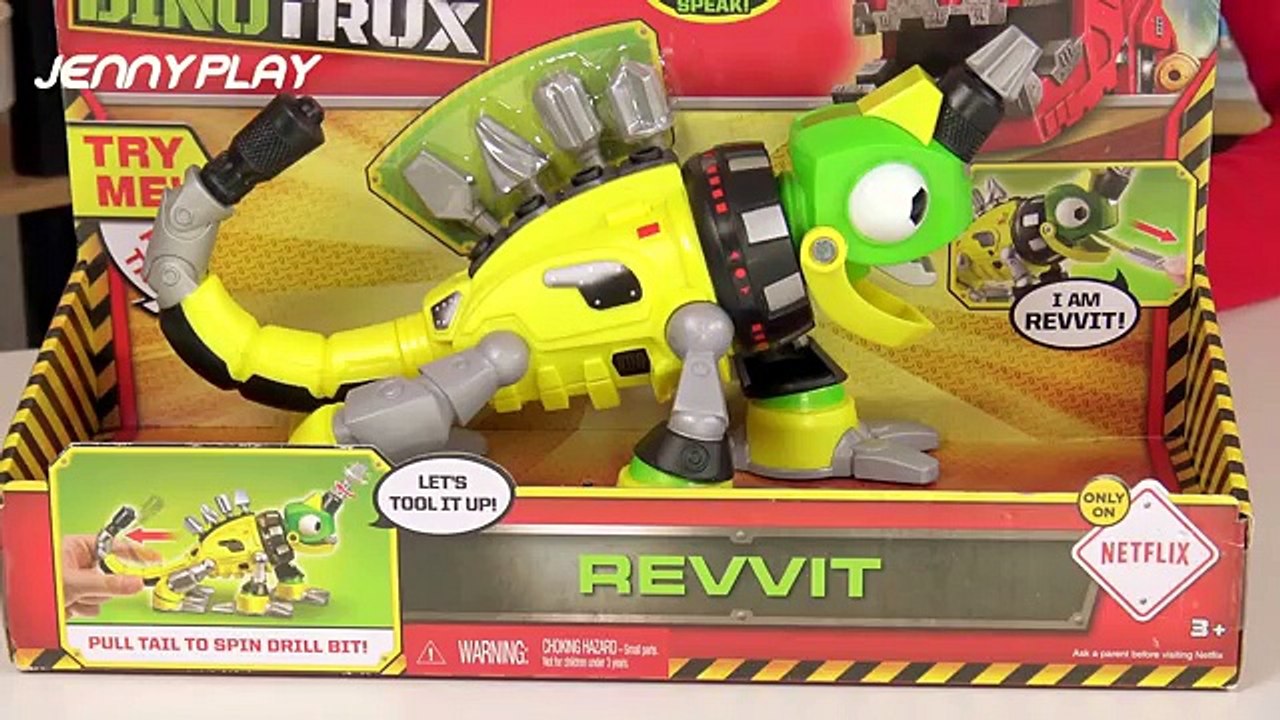 Jenny play 다이노트럭스 공룡 중장비트럭 로봇 말하는 래빗 장난감 놀이 Dinotrux Talking Revvit playset