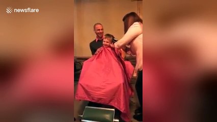 Two-year-old shaves head in solidarity with cancer-suffering grandma