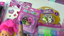 $1 Dollar Tree Toy Haul Barbie Doll Kawaii Food Erasers Party Animals My Little Pony Shopping