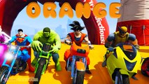 LEARN COLORS MOTORCYCLES AND PLANES w/ Superheroes Fun Animation for Children and Babies