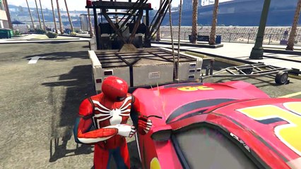 Spiderman Repairs red Lightning McQueen Car Spiderman Cartoon for Children with Nursery Rhymes Songs