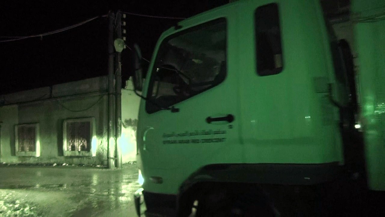 دخول قافلة مساعدات إنسانية إلى مدينة تلبيسة شمال حمص