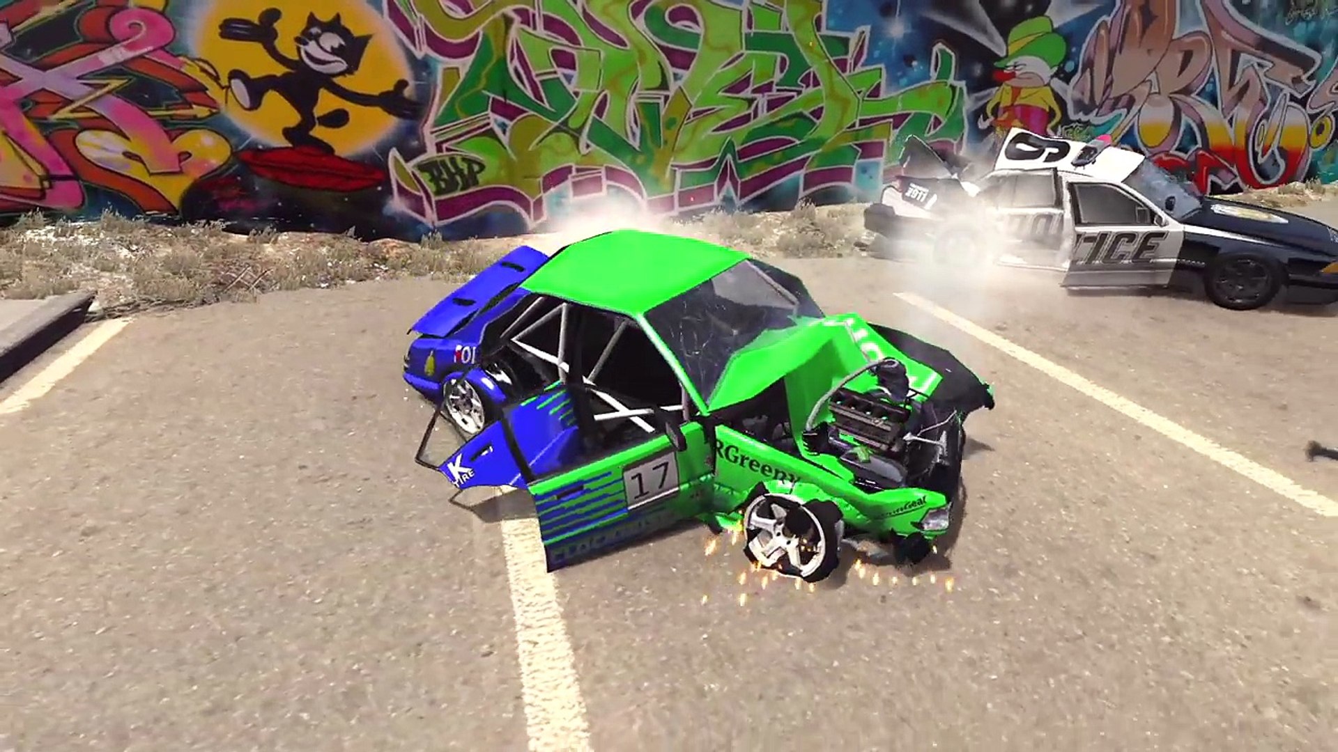 ⁣BeamNG Drive Мод полицейские шипы Скоростные краш тесты Игра авто аварии Разбиваем тачки в ДТП