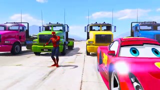Lightning McQueen on the Truck! Spiderman Cars Cartoon for Kids with Nursery Rhymes Songs
