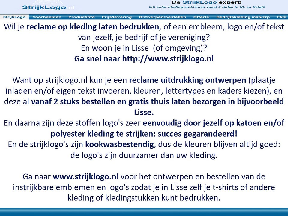 Reclame kleding bedrukken Lisse