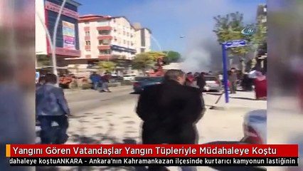 Yangını Gören Vatandaşlar Yangın Tüpleriyle Müdahaleye Koştu