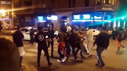 Halloween night fight in Chicago on Halsted Street
