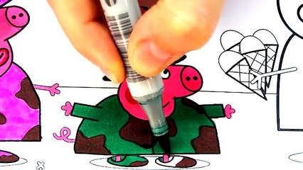Peppa Pig in Costumes Eating Ice Cream Coloring Book Pages Videos For Kids with Colored Markers