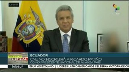 Ecuador: dejan sin efecto designación de Patiño como presidente de AP
