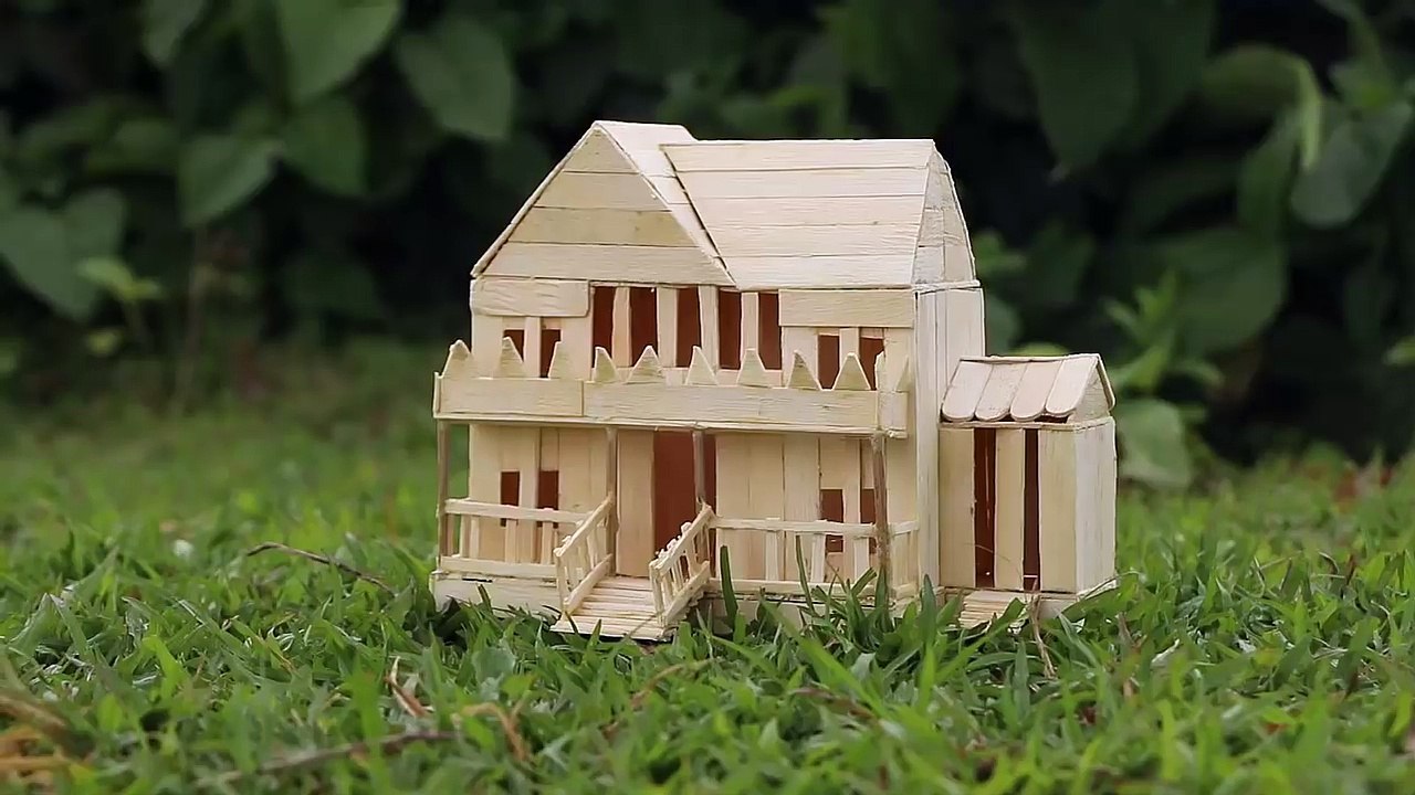 How to Make a Popsicle Stick House very easy - Icecream Stick Crafts