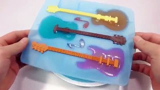 Learn Colors Slime Baby Doll Bath Time And How to Make Mini Guitar Colors Jelly Pudding DIY
