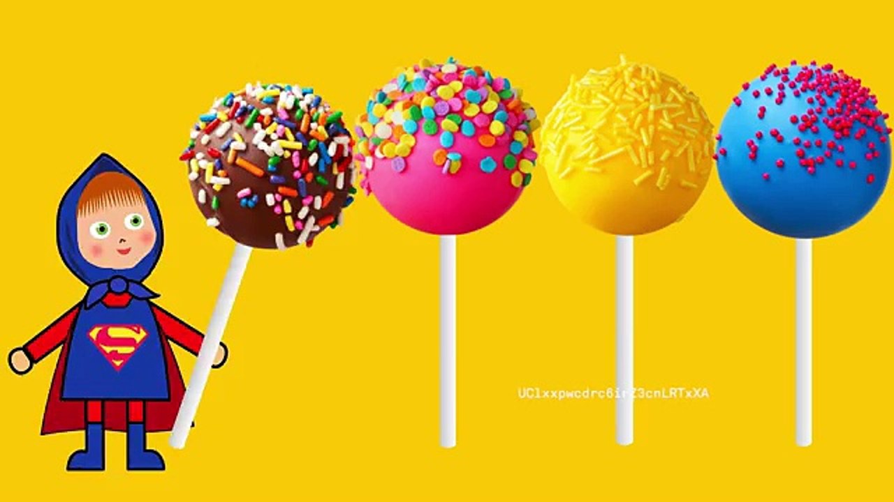 Masha Batman Crying. Masha Superman Gives Her YUMMY Cake Pop Candy.