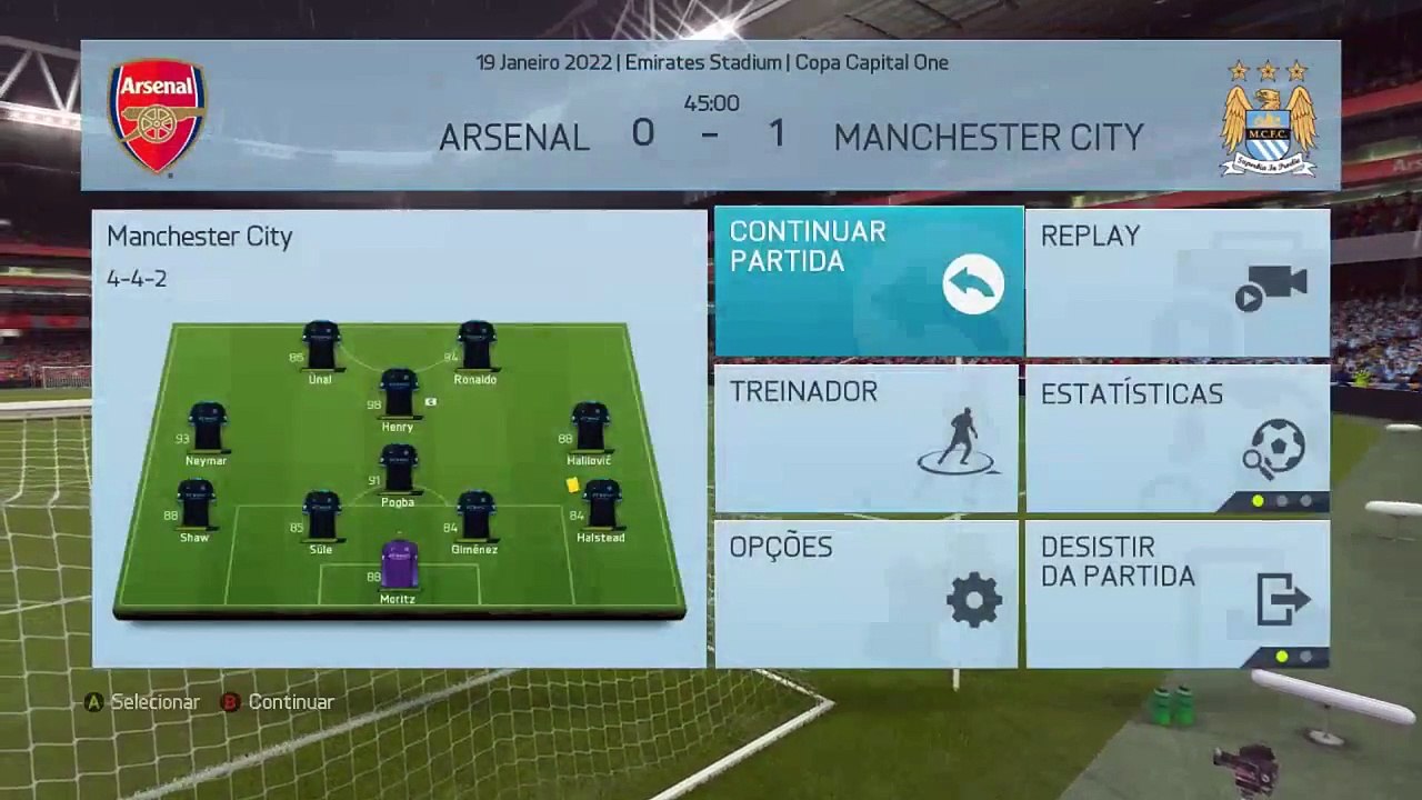 FIFA - Modo Carreira 2022 - Manchester City x Arsenal - TESTE LIVE TWITCH TV