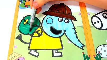 Peppa Pig Emily Elephant Kids Fun Art Activities Coloring Book Pages with Colored Markers