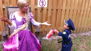 Police Baby vs Catwoman, Rapunzel, Snow white w/ spiderman, crying baby