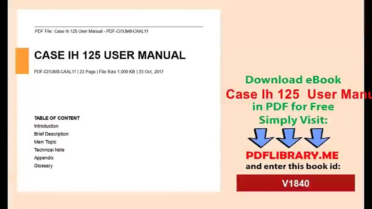 Case Ih 125  User Manual