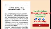 Chapter 16 Managerial Accounting Concepts