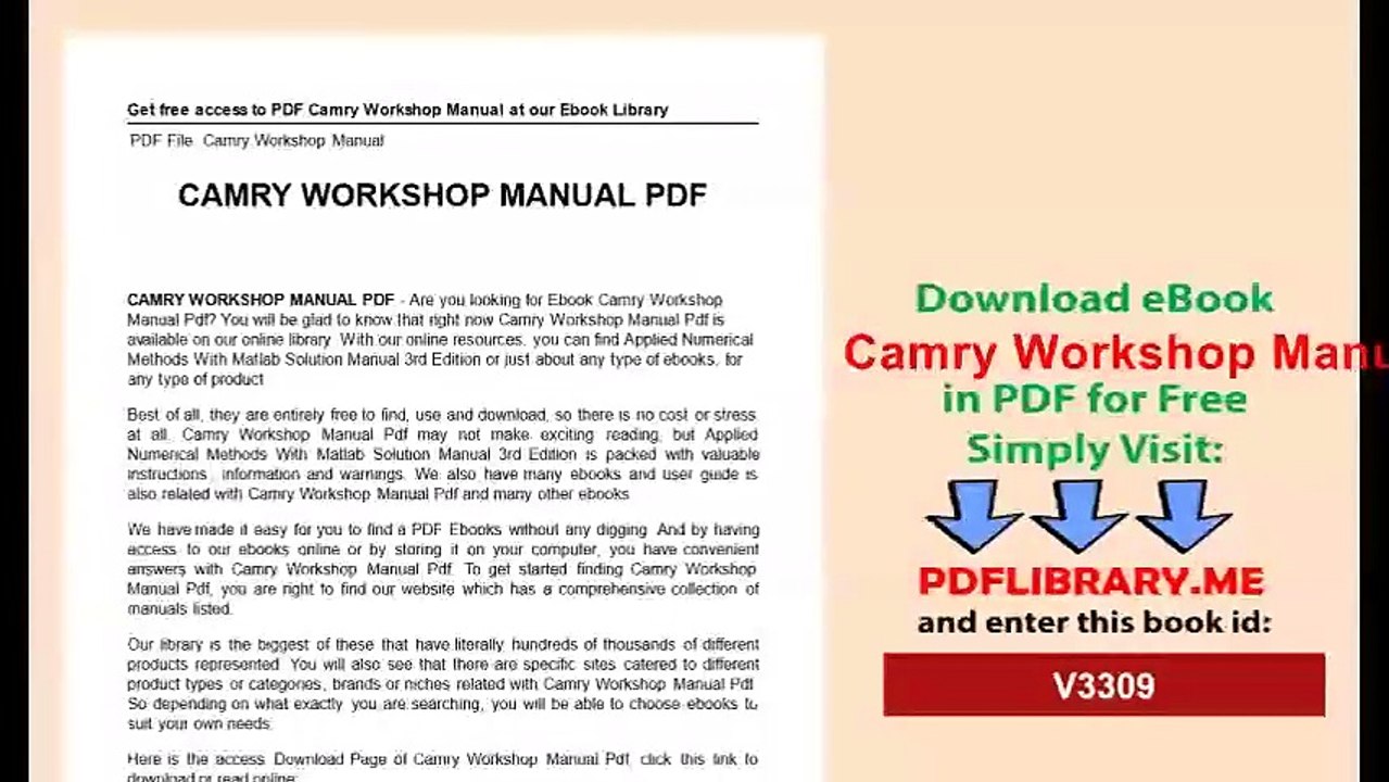 Camry Workshop Manual