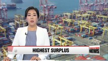 Korea's current account records highest ever surplus in September