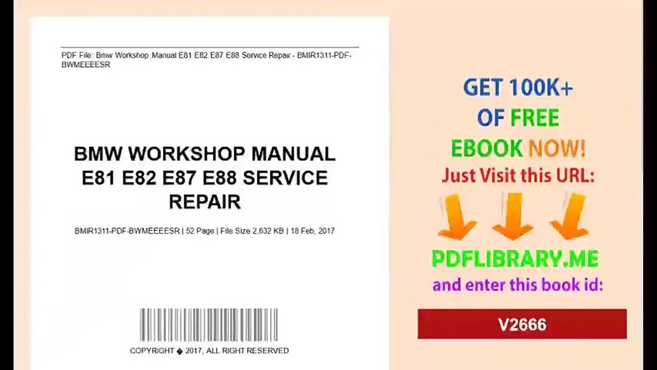Bmw Workshop Manual E81 E82 E87 E88 Service Repair