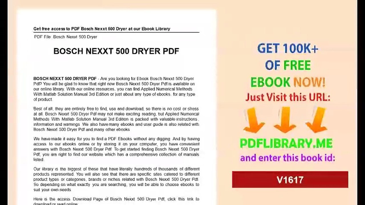 Bosch Nexxt 500 Dryer
