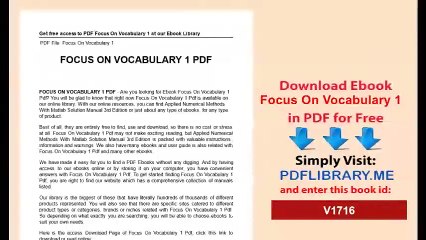 Focus On Vocabulary 1
