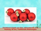 Christbaum Kugeln aus Glas wihnachtsrot 12er Packung 50 mm Traditionelle Weihnacgten