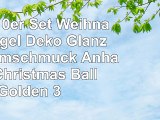 EOZY 10er Set Weihnachtskugel Deko Glänzend Baumschmuck Anhänger Christmas Ball Golden 3