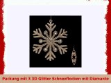 Pack von 3 12cm 3D Diamante Schneeflocke Baum Dekoration in Champagner  Weihnachtsbaum