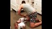 Dad Has His Hands Full While Getting Daughters Ready For Bed