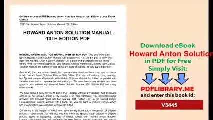 Howard Anton Solution Manual 10th Edition