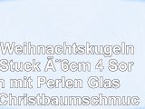 Set Weihnachtskugeln 12 Stück Ø6cm 4 Sorten mit Perlen Glas Rot Christbaumschmuck