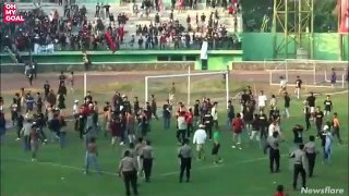 A soccer game turns into total confusion in Indonesia