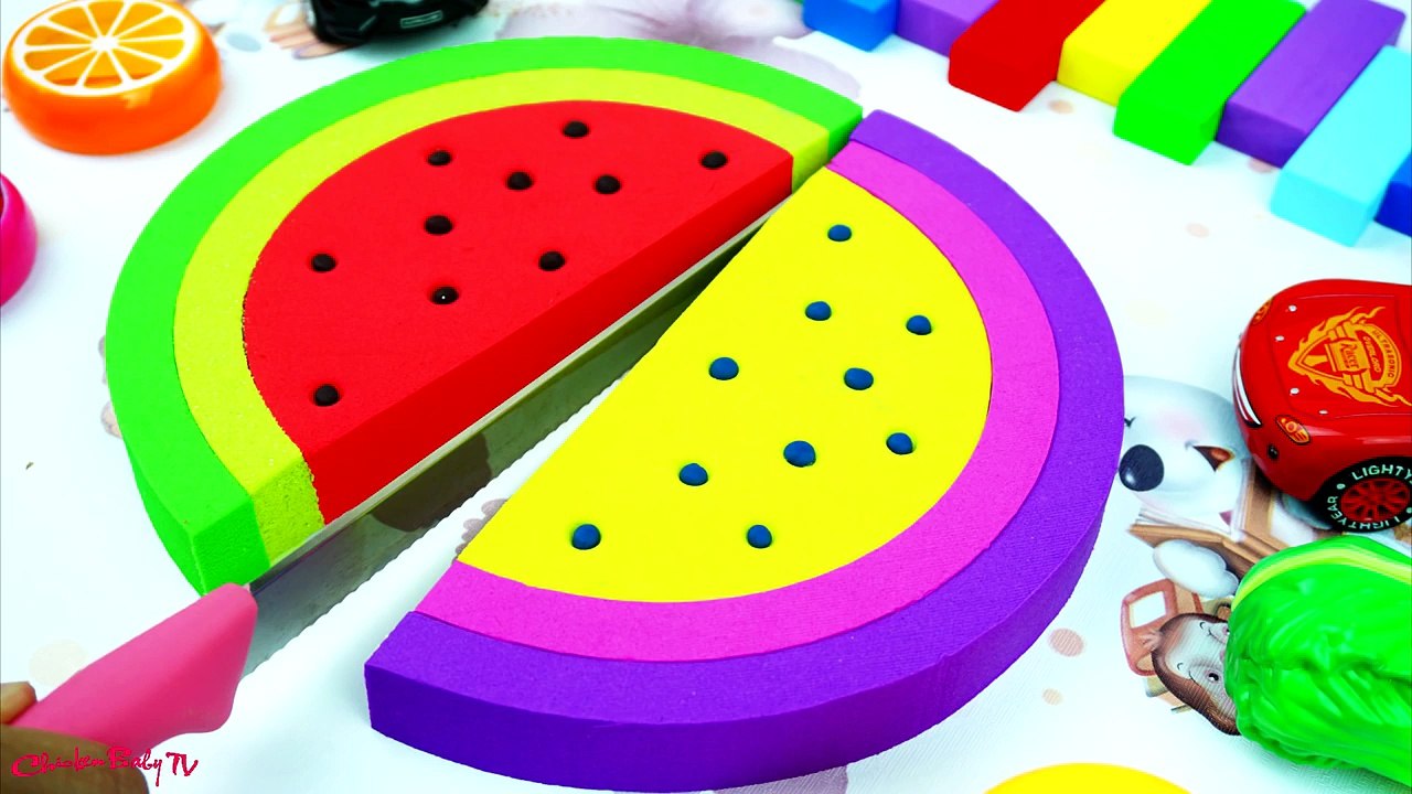 Learn Colors Fruit Watermelon Red Cars Mcqueen Bad Baby Mad Mattr Surprise Toys Opening For Kids