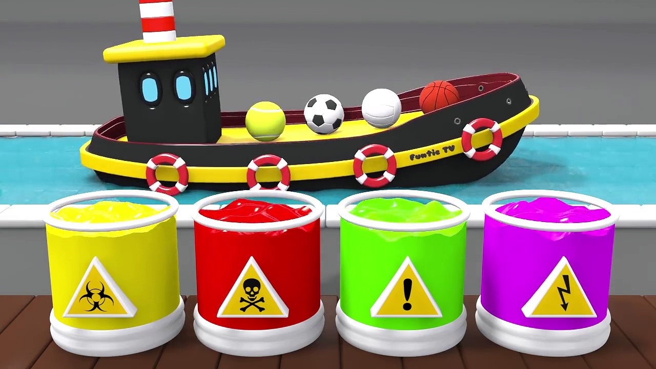 Learn Colors With Soccer Balls for Children - Colors Surprise Balloons Ship and Color Ball for Kids