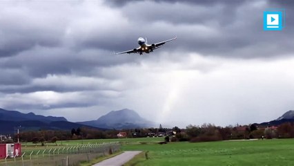 Watch: Crosswinds force airliner to abort landing in Austria
