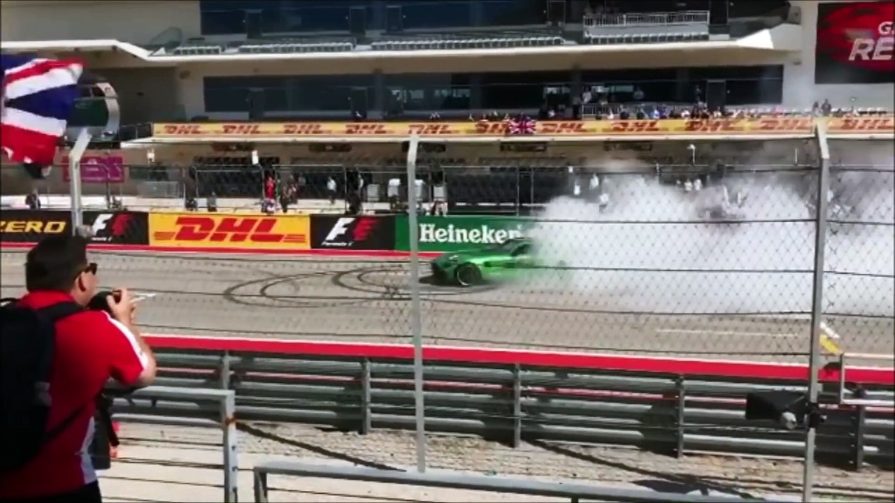 Lewis Hamilton Doing Donuts With Usain Bolt - F1 USA GP 2017