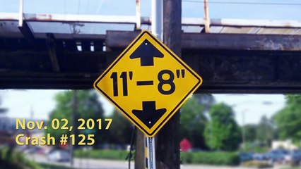 Moving truck obliterated by the 11foot8 bridge