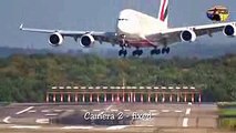 “Storm Xavier” Dangerous A380 slinging and bumpy crosswind landing at Düsseldorf airport