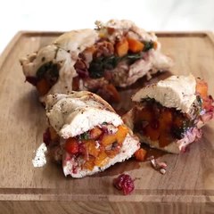 Butternut Stuffed Turkey Tenderloin with Cranberries and Pecans