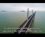Incredible footage shows the world's longest sea bridge stretching a whopping 34 MILES over the...