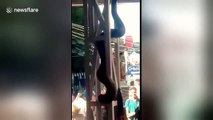 Massive python terrifies passengers in crowded railway station