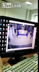 Car drives into a service center