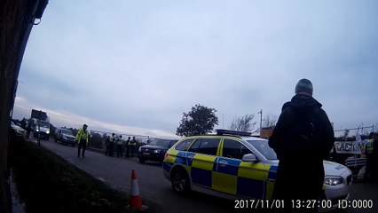 Kirby Misperton Fracking protester saves Police Officer from being hit by Truck