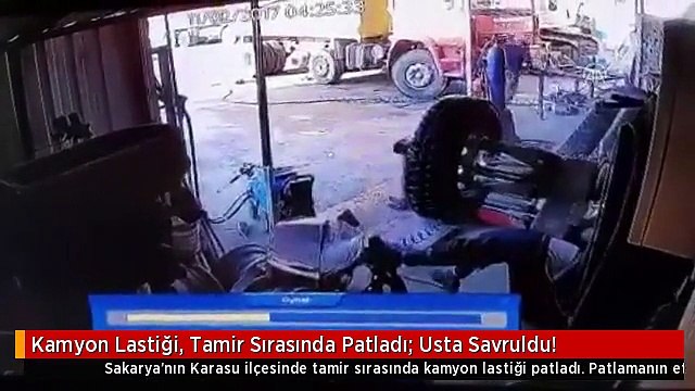 Kamyon Lastiği, Tamir Sırasında Patladı; Usta Savruldu!