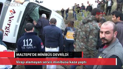 Maltepe’de minibüs devrildi
