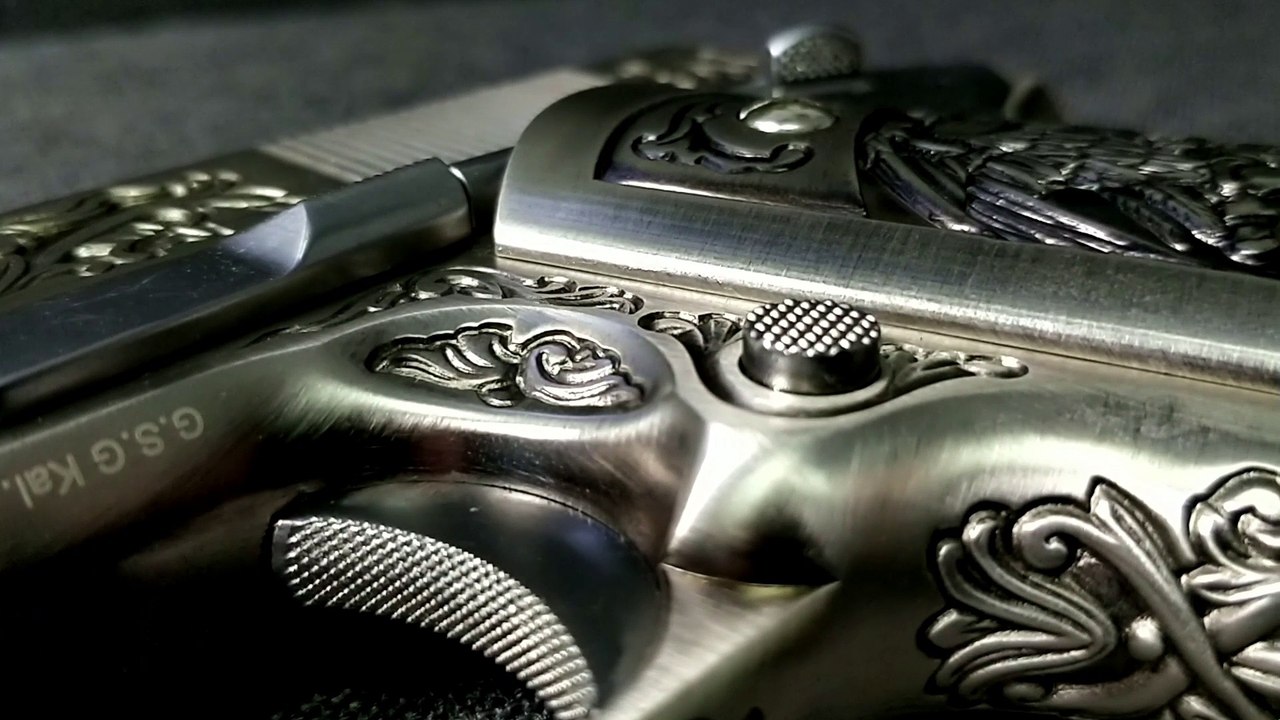 We 1911 engraved ‘mehico druglord’ gbb airsoft pistol in detail [1080p] [30fps]