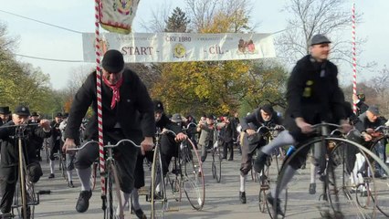 Czech penny farthing riders gather for annual autumn ride