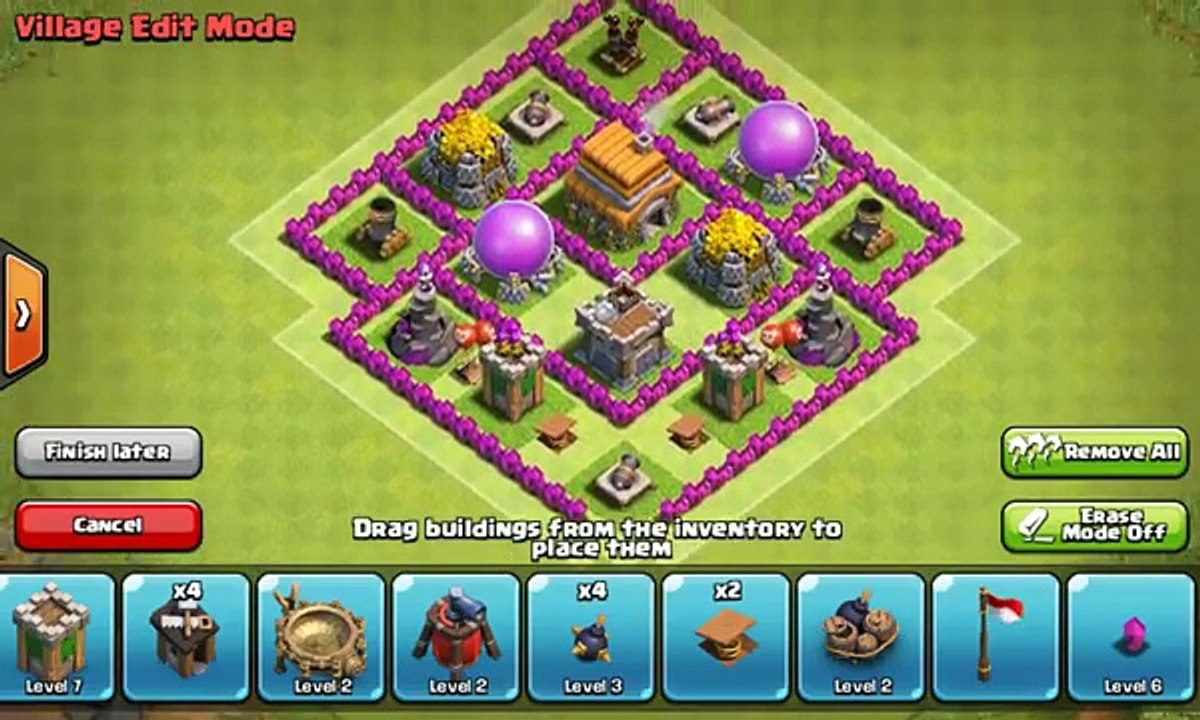 Clash of Clans - Town Hall 6 Defense (CoC TH6 Trophy Base Layout Defense Strategy)